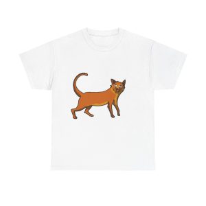 Blanco - Camiseta Moix – gato naranja de paseo