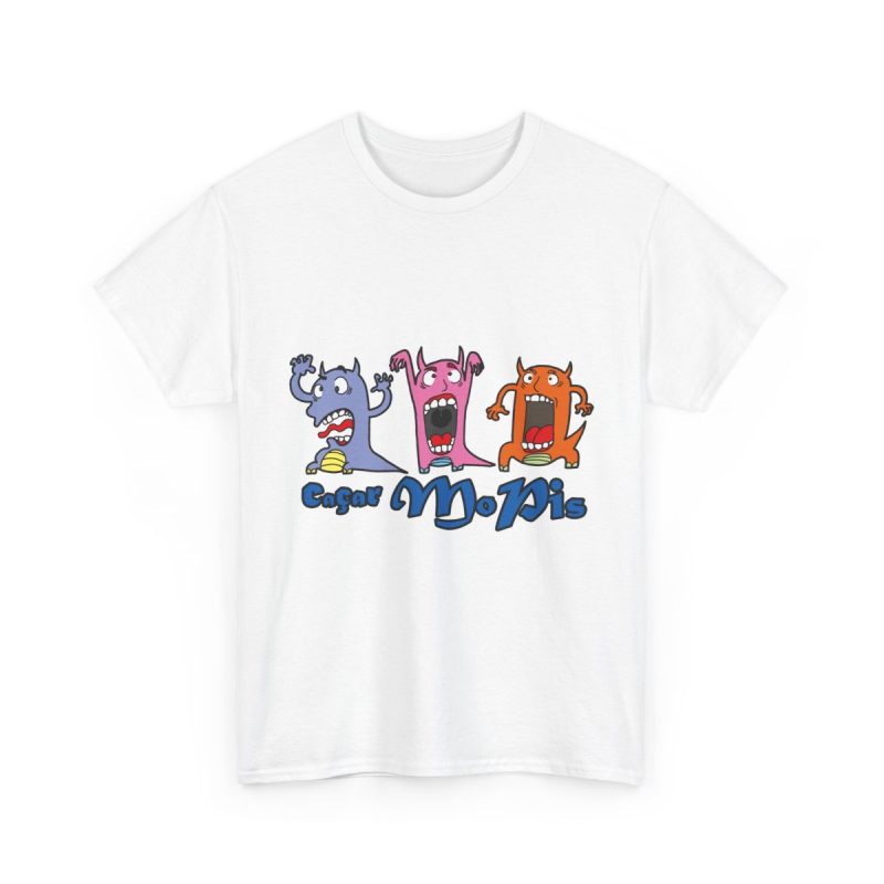 Blanco - Camiseta «Caçar MoPis» sobre fondo negro