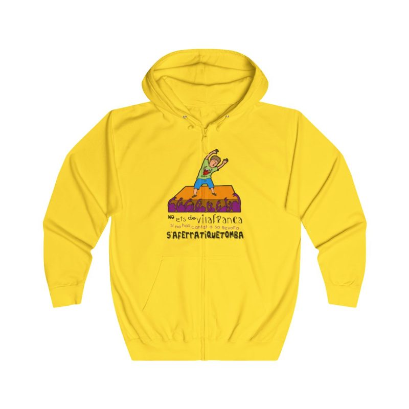 Sudadera con capucha y cremallera - Amarillo sol - No ets de Vilafranca