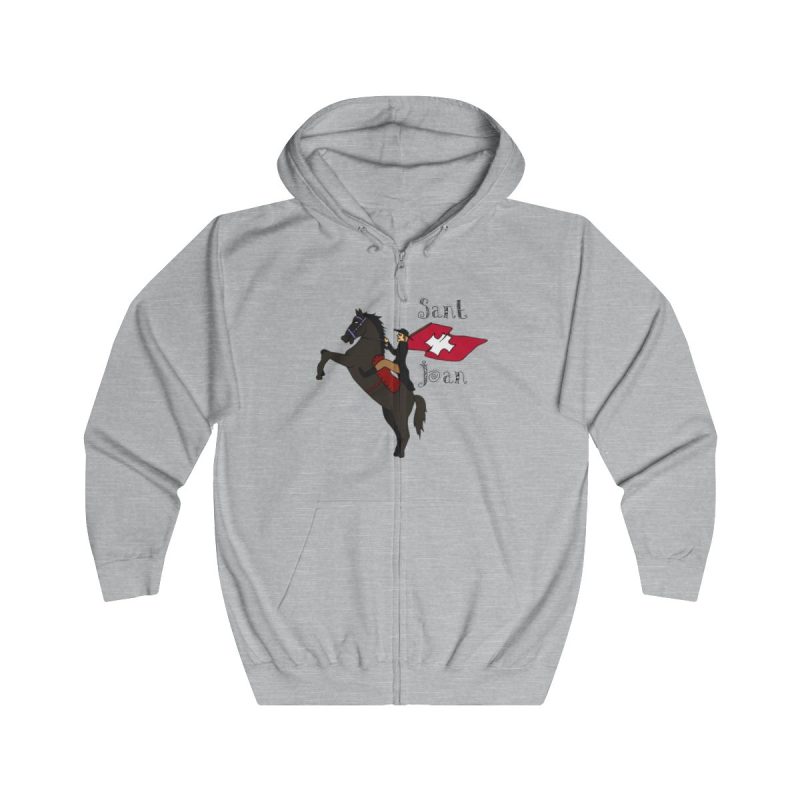Sudadera con capucha y cremallera - Gris jaspeado claro - Camiseta Sant Joan