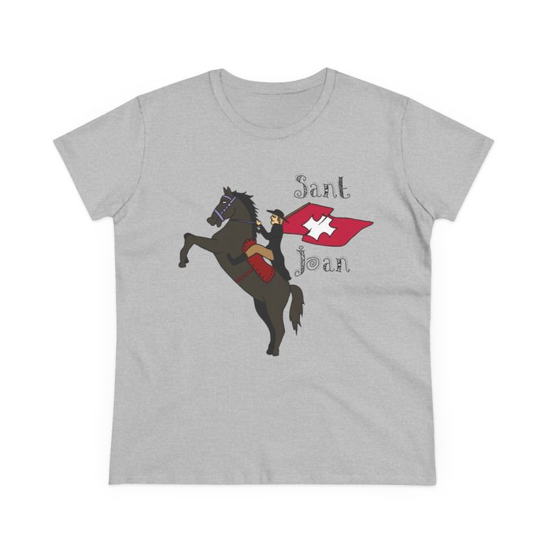 Camiseta mujer algodon medio - Gris deportivo - Camiseta Sant Joan