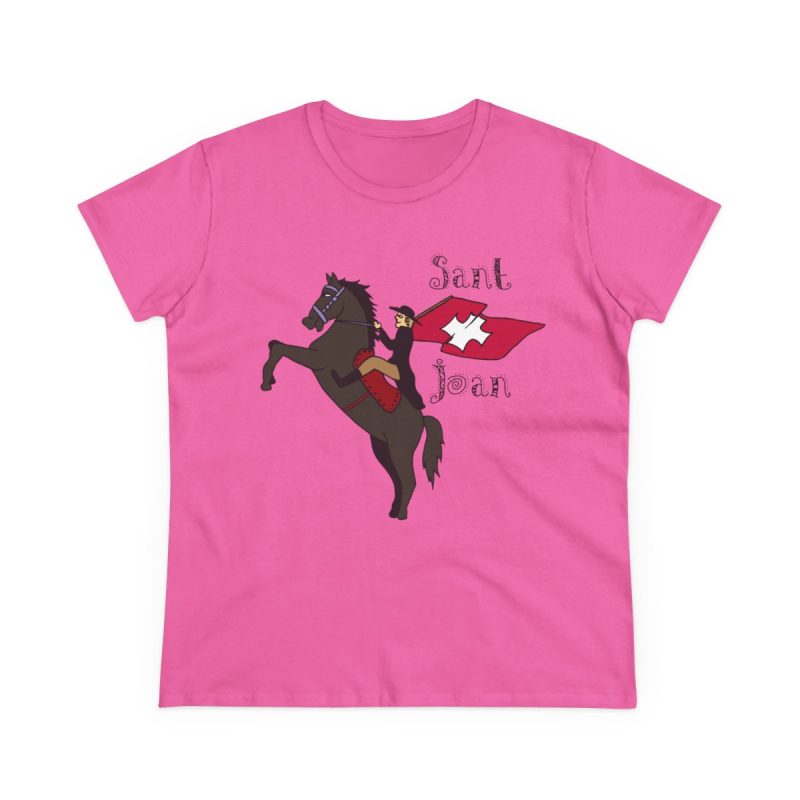 Camiseta mujer algodon medio - Rosa azalea - Camiseta Sant Joan