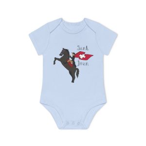 Body bebe manga corta organico - Azul empolvado - Camiseta Sant Joan