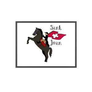 Poster con marco de madera - Marco negro - Camiseta Sant Joan