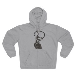 Sudadera capucha con cremallera premium - Gris jaspeado claro - Cervell + cor = bandera de Ciutadella