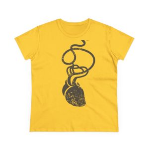 Camiseta mujer algodon medio - Amarillo margarita - Cervell + cor = bandera de Ciutadella