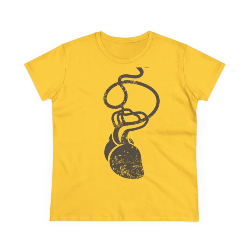 Camiseta mujer algodon medio - Amarillo margarita - Cervell + cor = bandera de Ciutadella Camiseta mujer algodon medio - Amarillo margarita - Cervell + cor = bandera de Ciutadella