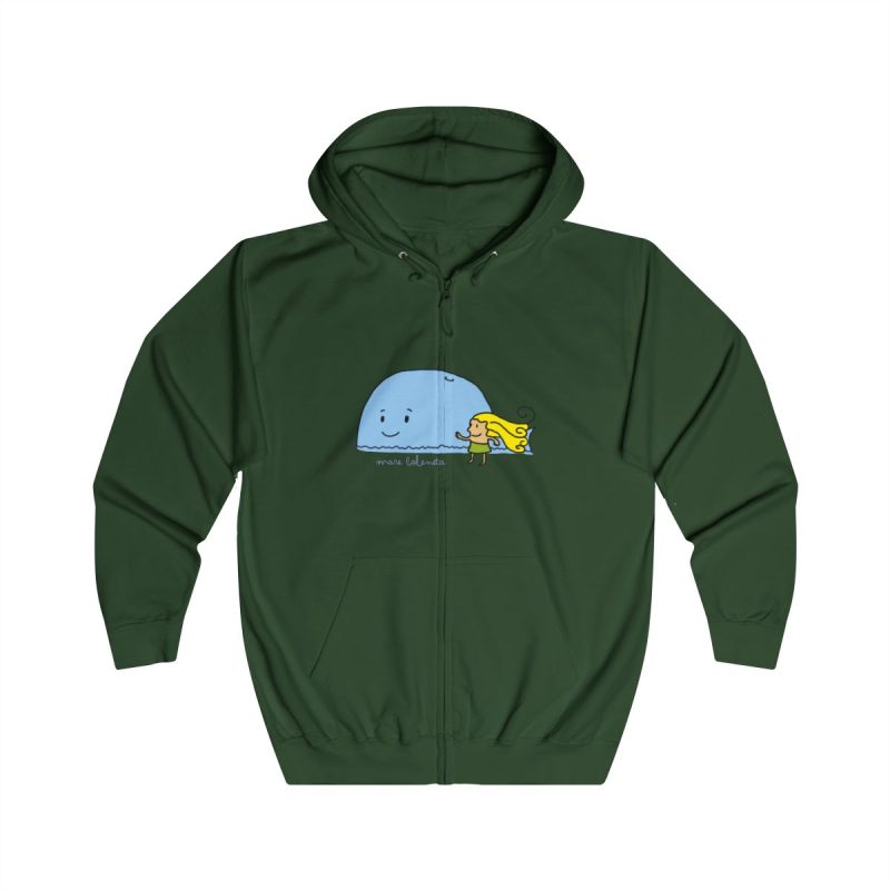 Sudadera con capucha y cremallera - Verde botella - Camiseta «mare baleneta» Sudadera con capucha y cremallera - Verde botella - Camiseta «mare baleneta»