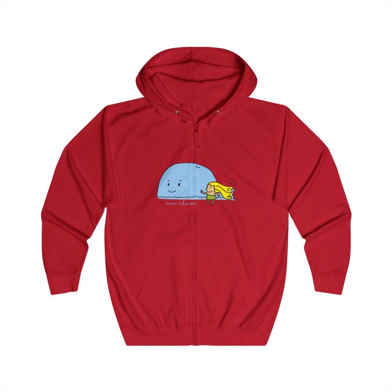 Sudadera con capucha y cremallera - Rojo fuego - Camiseta «mare baleneta»