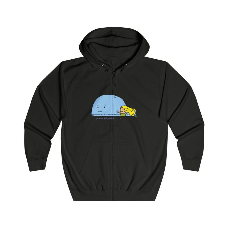 Sudadera con capucha y cremallera - Negro azabache - Camiseta «mare baleneta»