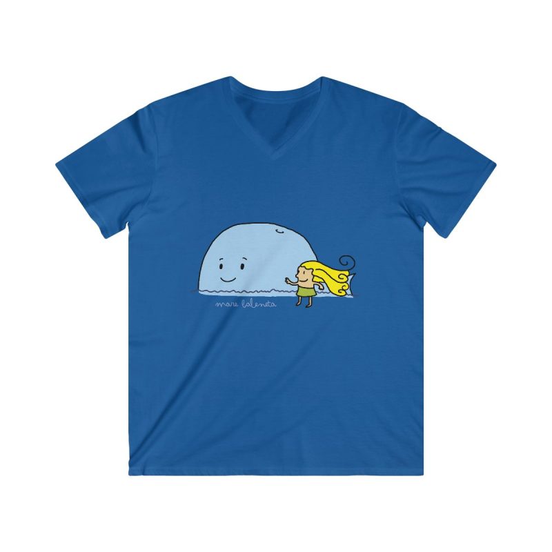Camiseta hombre entallada cuello de pico - Azul royal - Camiseta «mare baleneta»