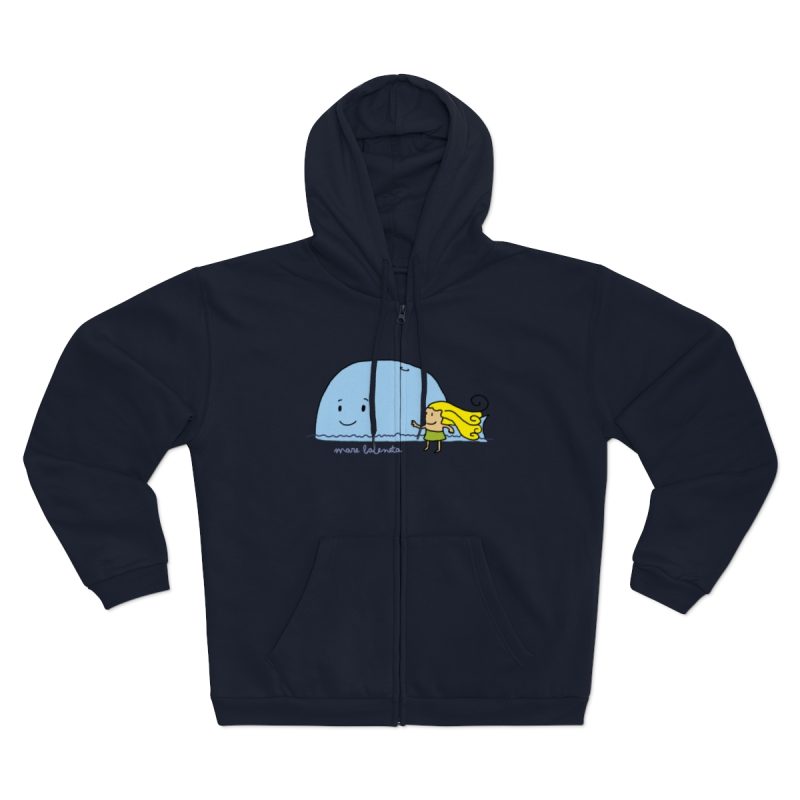 Sudadera capucha con cremallera premium - Azul marino - Camiseta «mare baleneta»