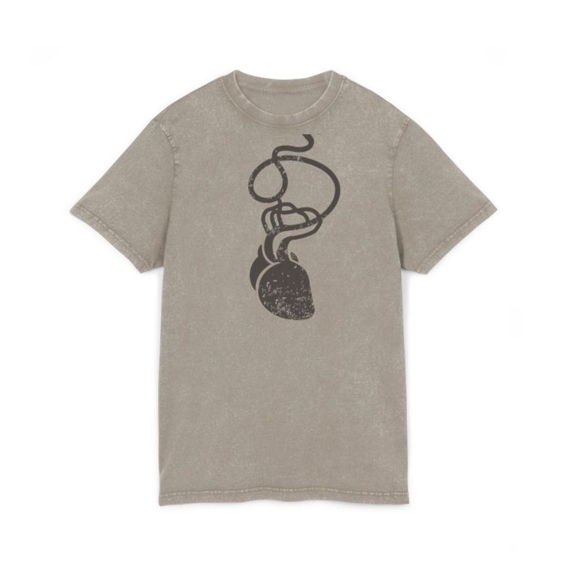 Camiseta lavado acido cuello redondo - Caqui oscuro - Cervell + cor = bandera de Ciutadella