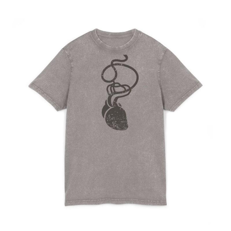 Camiseta lavado acido cuello redondo - Gris asfalto - Cervell + cor = bandera de Ciutadella