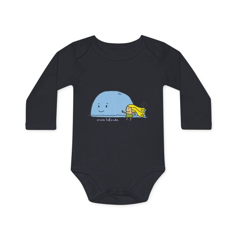 Body bebe manga larga organico - Negro - Camiseta «mare baleneta» Body bebe manga larga organico - Negro - Camiseta «mare baleneta»