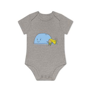 Body bebe manga corta organico - Gris jaspeado melange - Camiseta «mare baleneta»