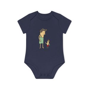 Body bebe manga corta organico - Azul marino nautico - Camiseta «Rondalla: gegant i menut»