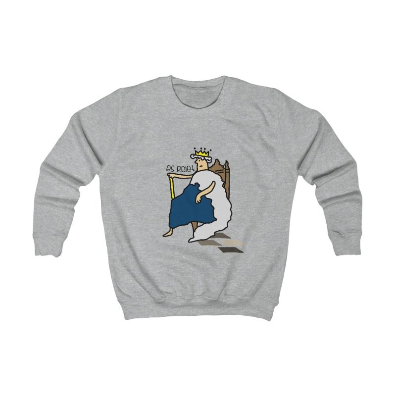 Sudadera infantil - Gris jaspeado claro - Camiseta «Es reiet» Sudadera infantil - Gris jaspeado claro - Camiseta «Es reiet»
