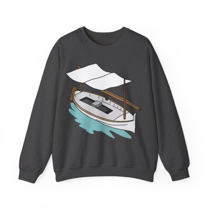 Sudadera cuello redondo - Gris oscuro jaspeado - Llaüt il·lustrat Sudadera cuello redondo - Gris oscuro jaspeado - Llaüt il·lustrat