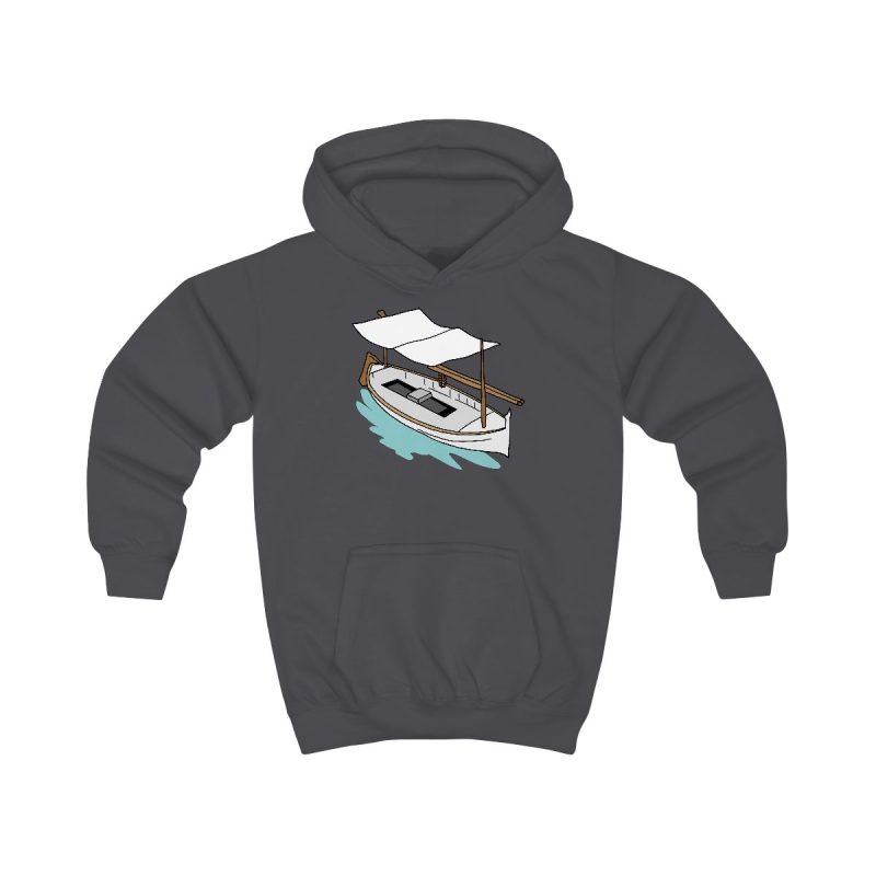 Sudadera con capucha infantil - Gris marengo - Llaüt il·lustrat