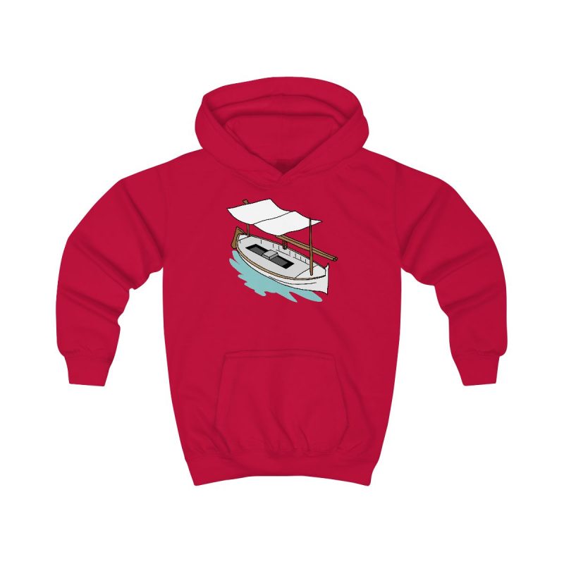 Sudadera con capucha infantil - Rojo fuego - Llaüt il·lustrat