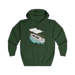 Sudadera con capucha y cremallera - Verde botella - Llaüt il·lustrat Sudadera con capucha y cremallera - Verde botella - Llaüt il·lustrat