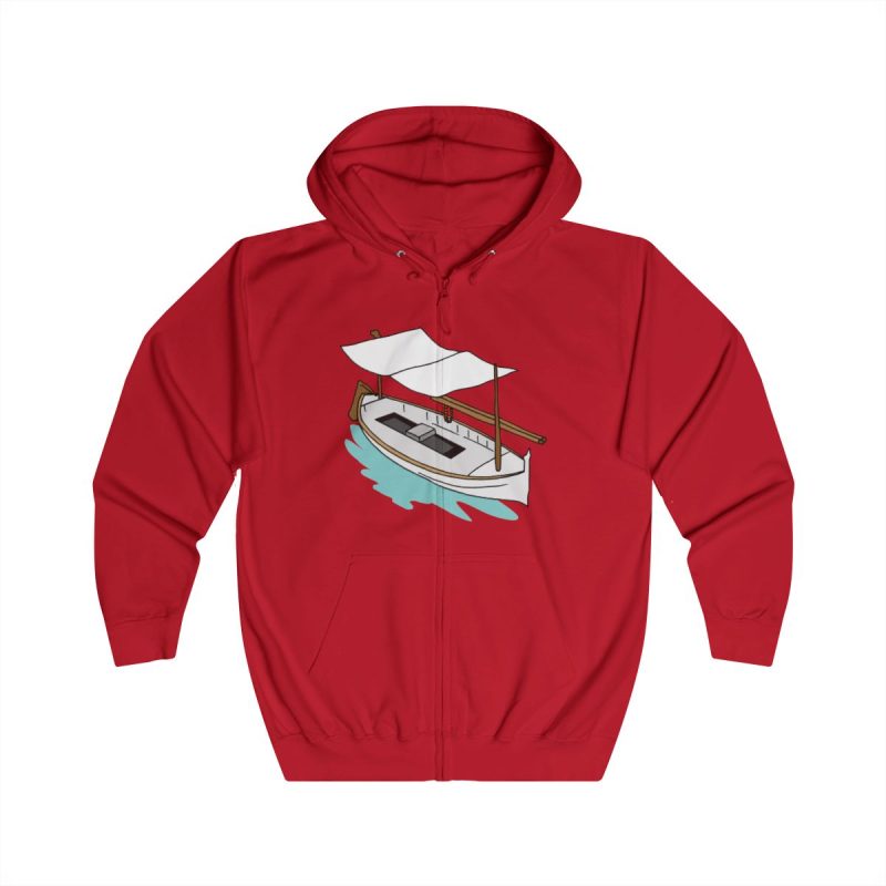 Sudadera con capucha y cremallera - Rojo fuego - Llaüt il·lustrat