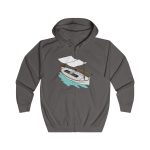 Sudadera con capucha y cremallera - Gris acero - Llaüt il·lustrat Sudadera con capucha y cremallera - Gris acero - Llaüt il·lustrat