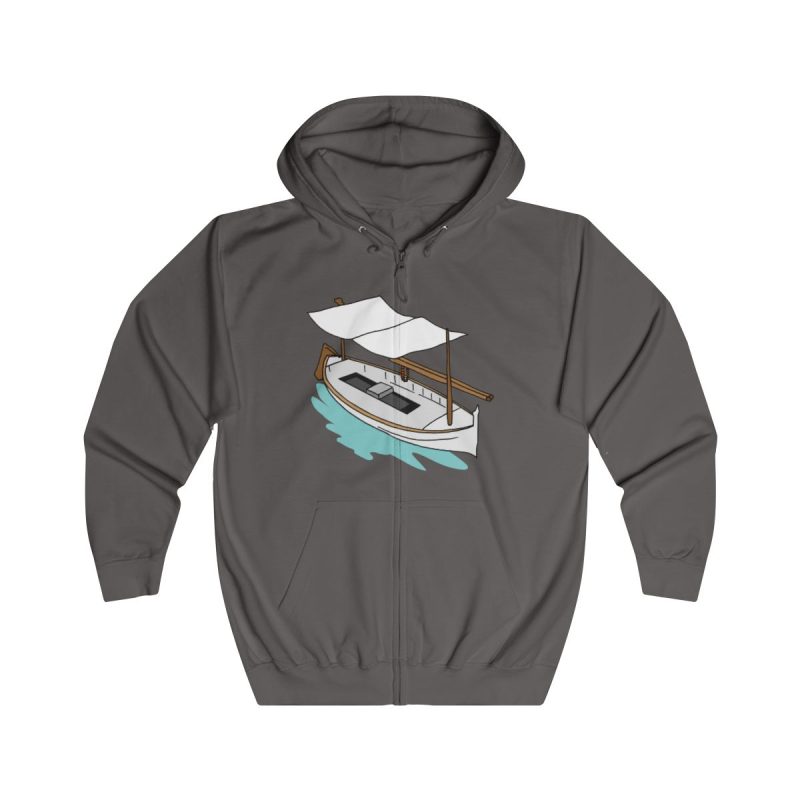 Sudadera con capucha y cremallera - Gris acero - Llaüt il·lustrat