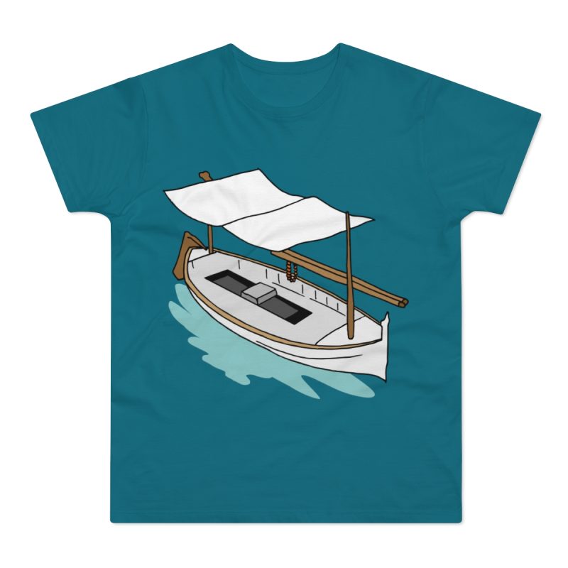 Camiseta hombre punto liso - Azul diva - Llaüt il·lustrat