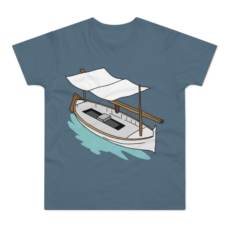 Camiseta hombre punto liso - Azul piedra - Llaüt il·lustrat