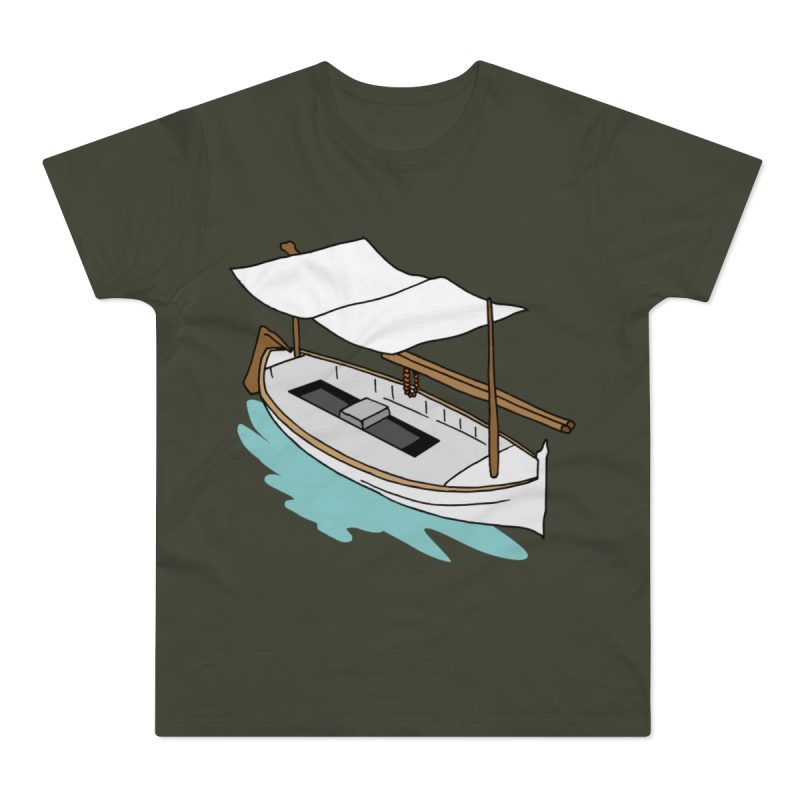 Camiseta hombre punto liso - Caqui urbano - Llaüt il·lustrat