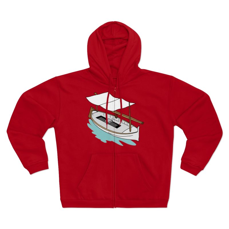 Sudadera capucha con cremallera premium - Rojo - Llaüt il·lustrat