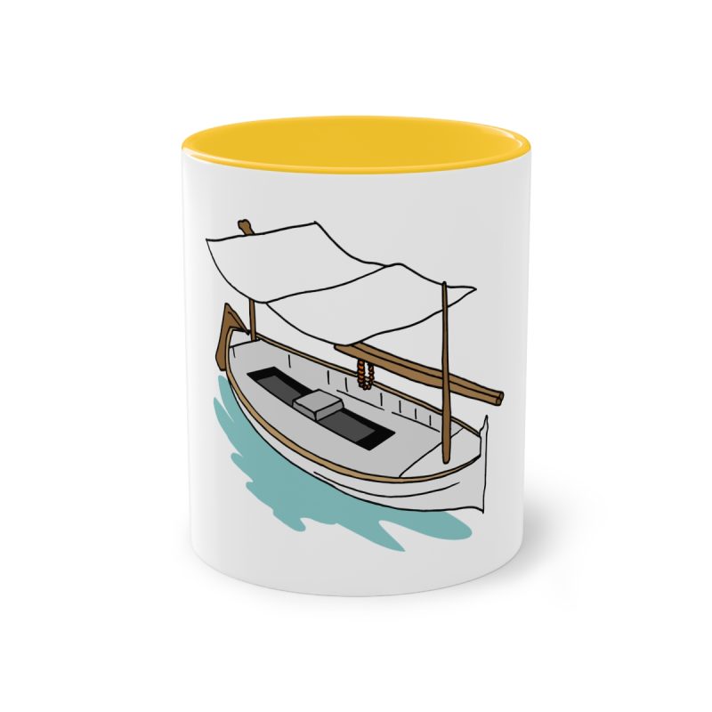 Taza bicolor - Amarillo dorado - Llaüt il·lustrat