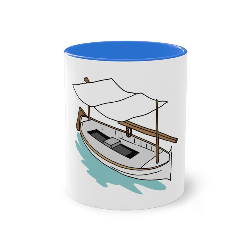 Taza bicolor - Azul Cambridge - Llaüt il·lustrat