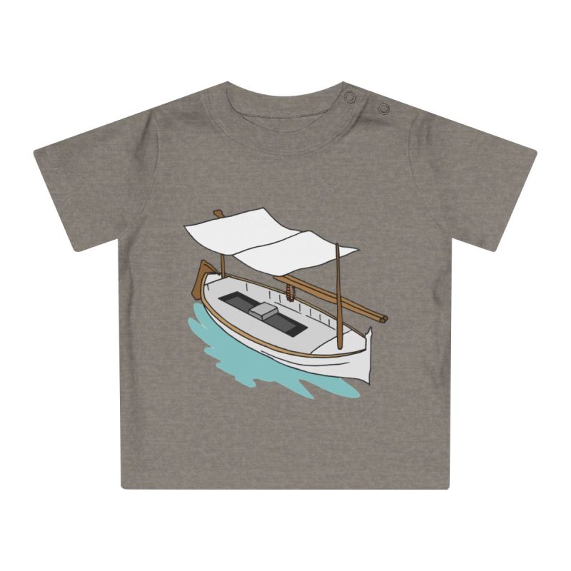 Camiseta de bebe - Gris jaspeado melange - Llaüt il·lustrat Camiseta de bebe - Gris jaspeado melange - Llaüt il·lustrat