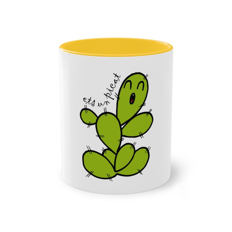 Taza bicolor - Amarillo dorado - Camiseta «Ets un picat» – Figuera de moro