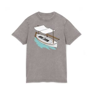 Camiseta lavado acido cuello redondo - Gris asfalto - Llaüt il·lustrat