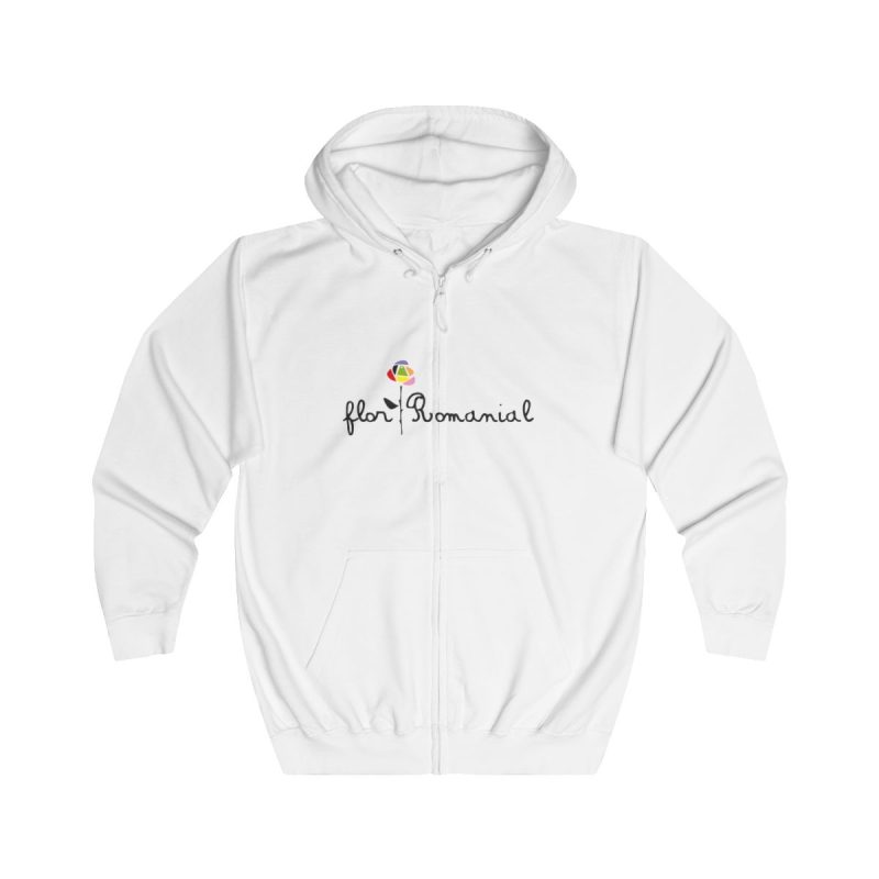 Sudadera con capucha y cremallera - Blanco artico - Camiseta Flor Romaniál Sudadera con capucha y cremallera - Blanco artico - Camiseta Flor Romaniál