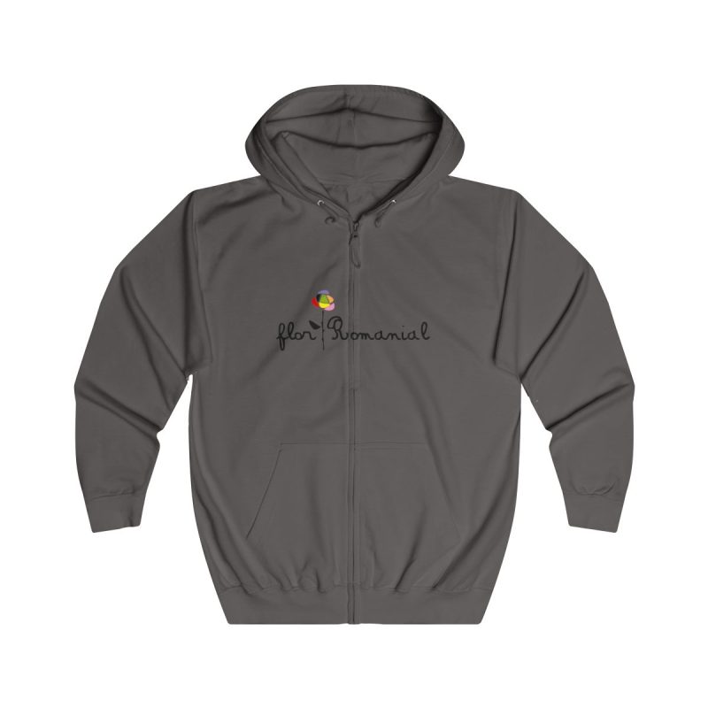 Sudadera con capucha y cremallera - Gris acero - Camiseta Flor Romaniál