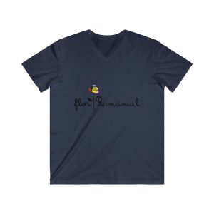 Camiseta hombre entallada cuello de pico - Azul marino - Camiseta Flor Romaniál