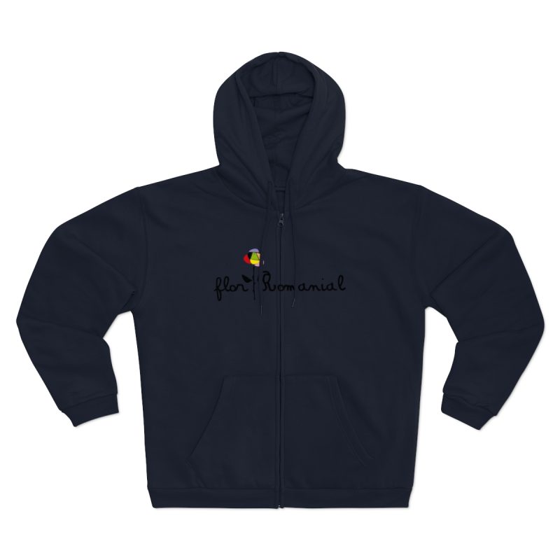 Sudadera capucha con cremallera premium - Azul marino - Camiseta Flor Romaniál
