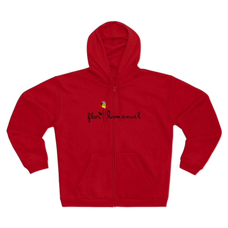 Sudadera capucha con cremallera premium - Rojo - Camiseta Flor Romaniál