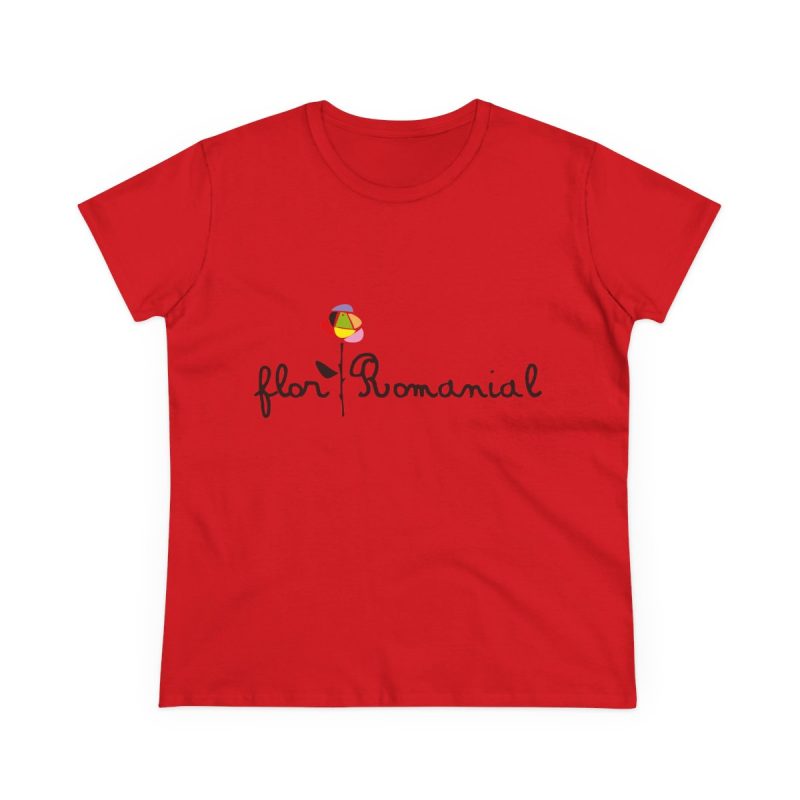 Camiseta mujer algodon medio - Rojo - Camiseta Flor Romaniál