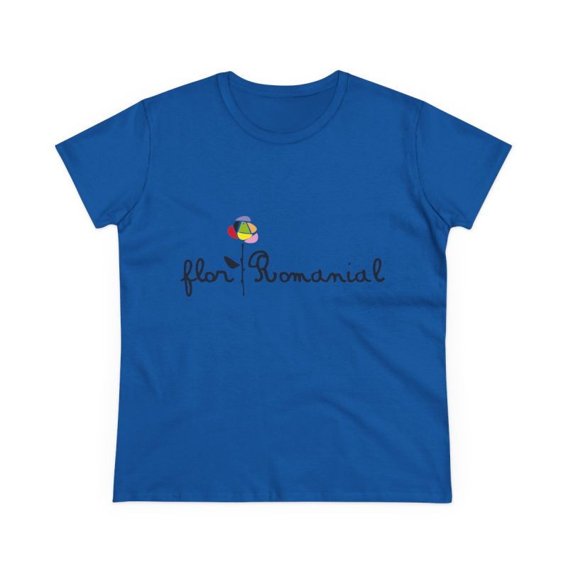 Camiseta mujer algodon medio - Azul royal - Camiseta Flor Romaniál
