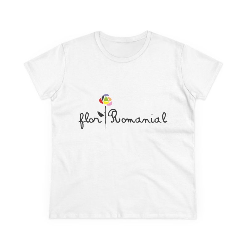 Camiseta mujer algodon medio - Blanco - Camiseta Flor Romaniál