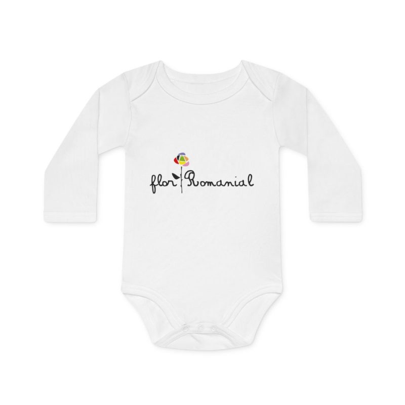Body bebe manga larga organico - Blanco - Camiseta Flor Romaniál Body bebe manga larga organico - Blanco - Camiseta Flor Romaniál