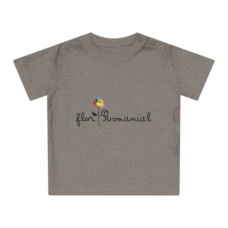 Camiseta de bebe - Gris jaspeado melange - Camiseta Flor Romaniál Camiseta de bebe - Gris jaspeado melange - Camiseta Flor Romaniál