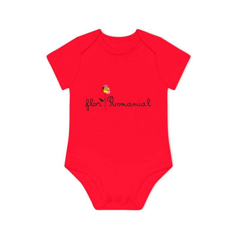 Body bebe manga corta organico - Rojo - Camiseta Flor Romaniál