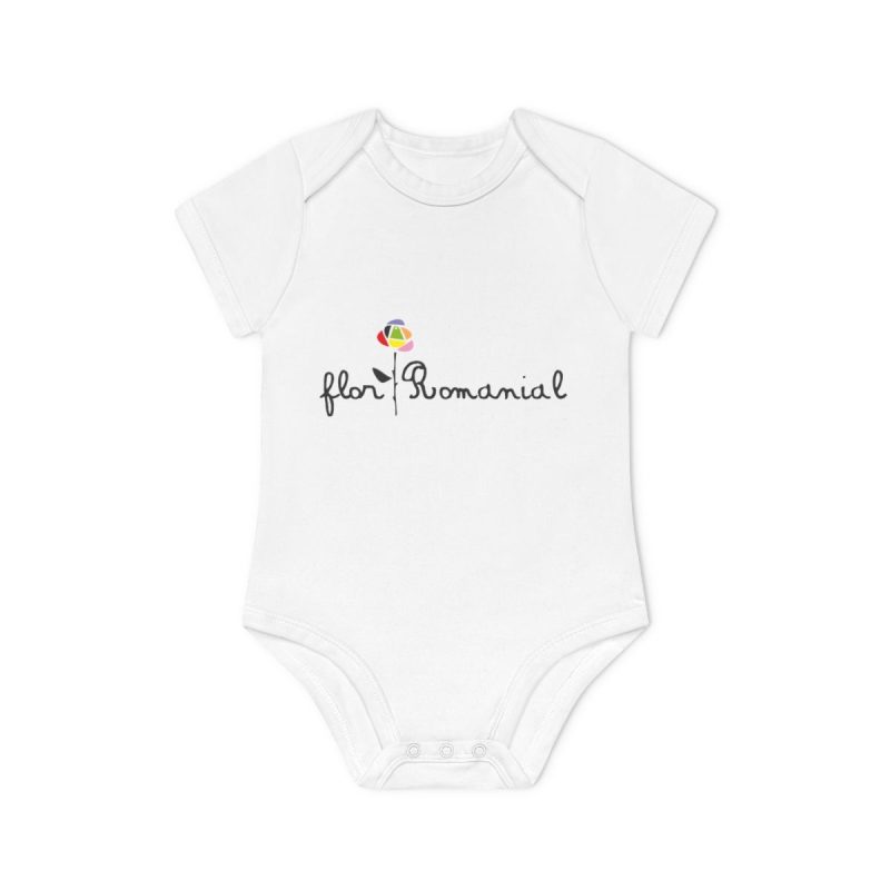 Body bebe manga corta organico - Blanco - Camiseta Flor Romaniál